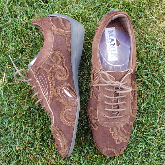 Mania Shoes - Mania Itialian Suede Embroidery Luxury Lace Shoe
